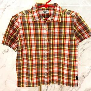 OshKosh Bgosh plaid button down dress shirt short sleeve boys size 4